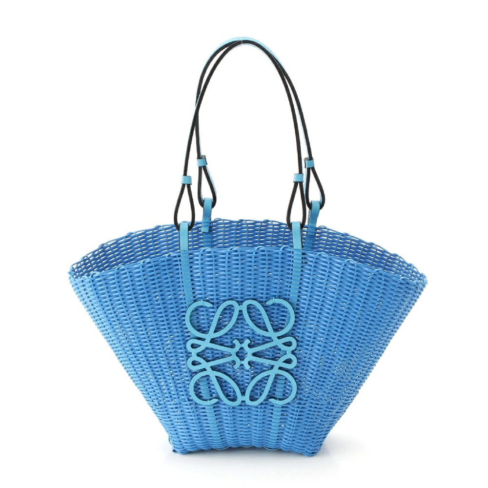 Loewe raffia mermaid basket Anagram handbag blue